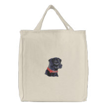 Black Lab Head Embroidered Bag