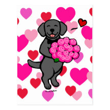 Black Lab Puppy Valentine's Day card Post Cards