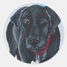 Black Lab Round Stickers