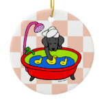 Black Lab & Rubber Ducks Cartoon Ornament