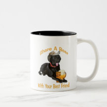Black Lab  Shares A Beer Mug