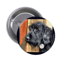 Black Labradoodle #1 Button