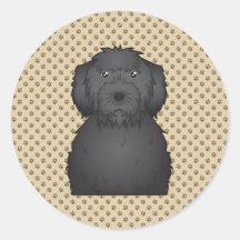 Black Labradoodle Cartoon Sticker