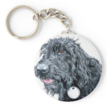 Black Labradoodle Keychain