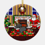 Black Labrador and Santa Christmas Cartoon Ornaments