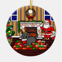Black Labrador and Santa Christmas Cartoon Ornaments