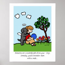 Black Labrador Angel with Love Cartoon Posters