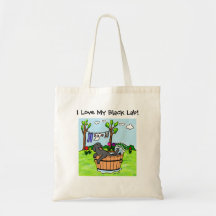 Black Labrador Bathing Cartoon Tote Bag