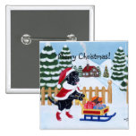 Black Labrador Christmas Santa Button