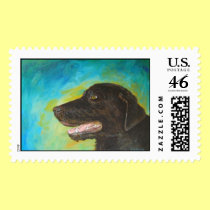 Black Labrador Portrait stamps