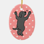 Black Labrador Puppy Hug Cartoon Christmas Ornament