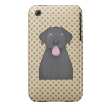 Black Labrador Retriever Cartoon Case-Mate iPhone 3 Case