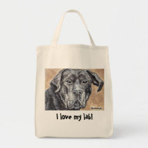 Black Labrador Retriever Dog Grocery Tote Canvas Bags