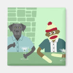Black Labrador Retriever & Sock Monkey Magnet