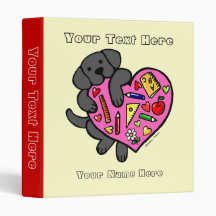 Black Labrador & Teacher's Heart Cartoon Vinyl Binder