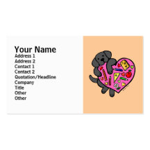 Black Labrador & Teacher's Heart Cartoon Business Cards