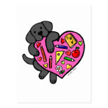 Black Labrador & Teacher's Heart Cartoon Postcard