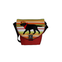 Black Labrador Walking Cartoon Courier Bag