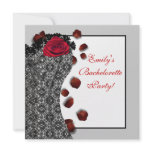 Black Lace Corset Red High Heel Bachelorette Party invitations