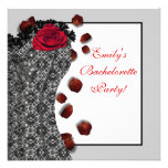 Black Lace Corset Red High Heel Bachelorette Party Custom Invitation