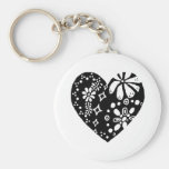 Black Lace-like / metalwork-like Heart pattern Keychain