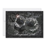 Black Lace Mask Jewelled Masquerade Ball Invitatio
