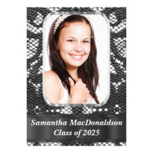 Black  lace photo graduation announcements