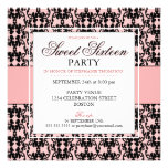 Black Lace Sweet 16 Birthday Party Custom Invitation