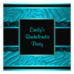 Black Lace Teal Zebra Bachelorette Party Personalized Invitations