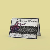 Black Lace Wedding Invitation cards