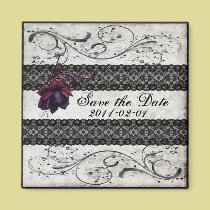 Black Lace Wedding Save the Date magnets