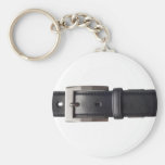 Black leather belt key chains