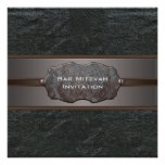 Black Leather Black Bar Mitzvah Invitaitons Custom Invite