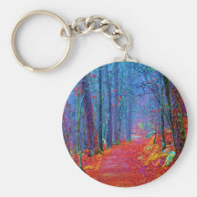 Black Light Forest Oil Painting Keychains