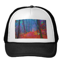 Black Light Forest Oil Painting Mesh Hat
