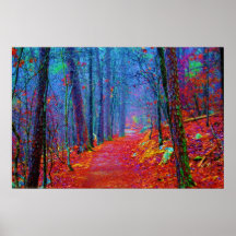 Black Light Forest Oil Painting Poster