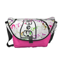 Black Light response Neon splash "Outlet" Messenger Bag
