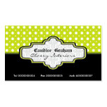 Black lime green white polka dot interiors business cards