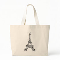 Black Line Eiffel Tower Tote Bag