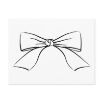Black Line Ribbon Bow Postcards