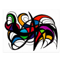 Black Lines Colour Block Abstract Post Card