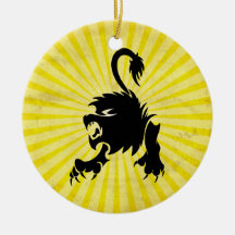 Black Lion; Leo Christmas Ornament