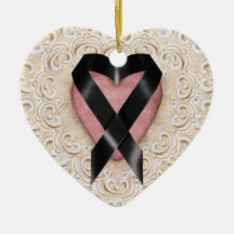 Black Melanoma Ribbon From the Heart - SRF Christmas Tree Ornament