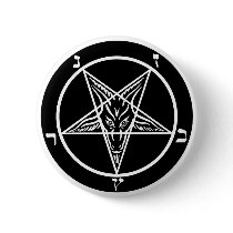 black metal baphomet button-- evil!!