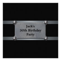 Black Metal Mans 30th Birthday Party Personalized Invitation