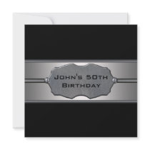 Black Metal Mans 50th Birthday Party Invites