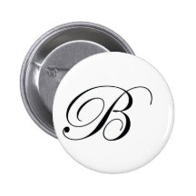 Black Monogram B Pinback Buttons