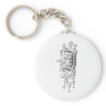 Black Monogram I with Swirls Key Chain