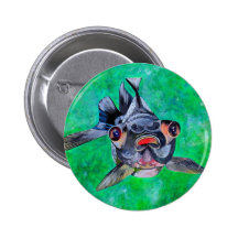 Black Moor Goldfish Button