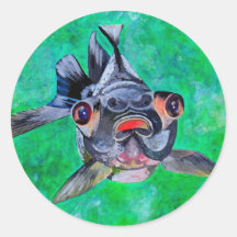 Black Moor Goldfish Round Sticker